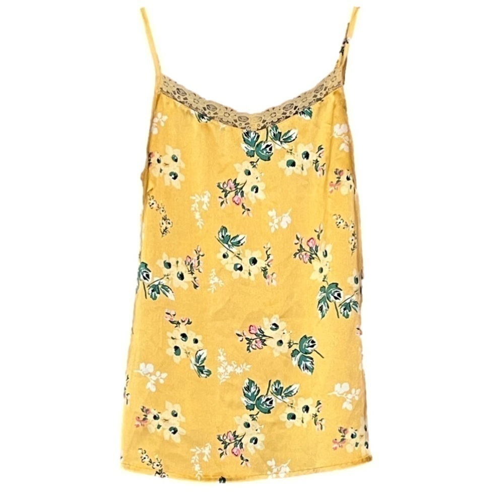 Y2K style Satin feel yellow print camisole top XS